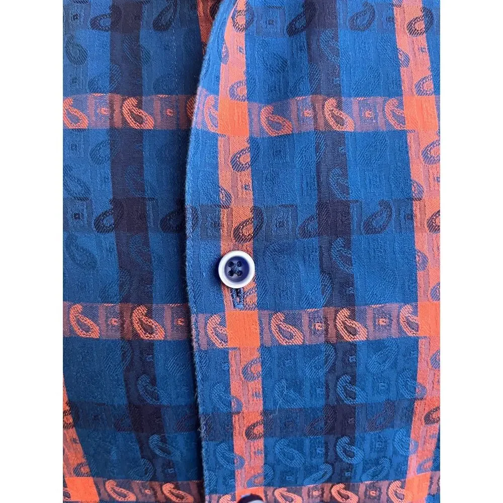 Robert Graham Green Paisley Blue Redish Orange Flowers Button Front Shirt sz XL - Picture 4 of 7